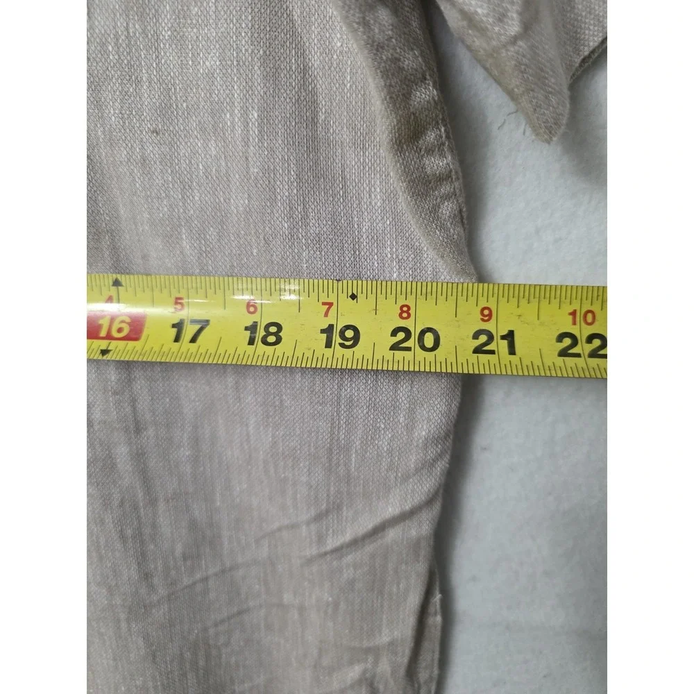 Ike Behar Taupe Color Linen Rayon Blend Button Down Shirt Size Small